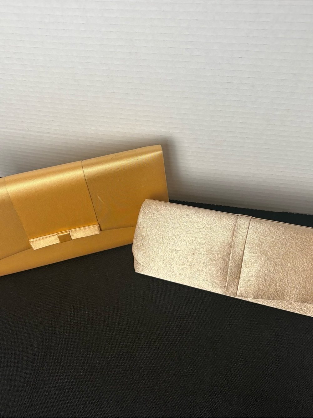 2 Vtg. Clutch bags NWT-Valerie Steven’s gold & champagne satin finish eve. Bag